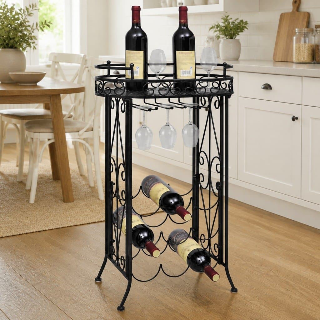 Black Metal Wine Rack for 9 Bottles