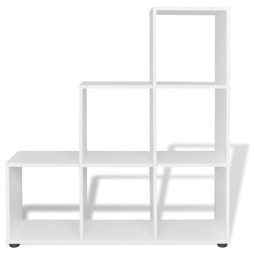 White Staircase Bookcase with 6 Open Compartments