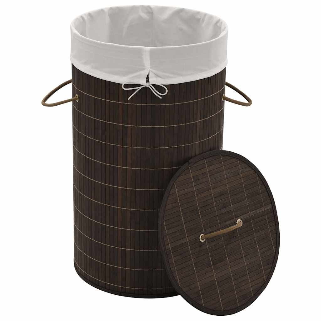 Bamboo Round Laundry Bin with Removable Liner