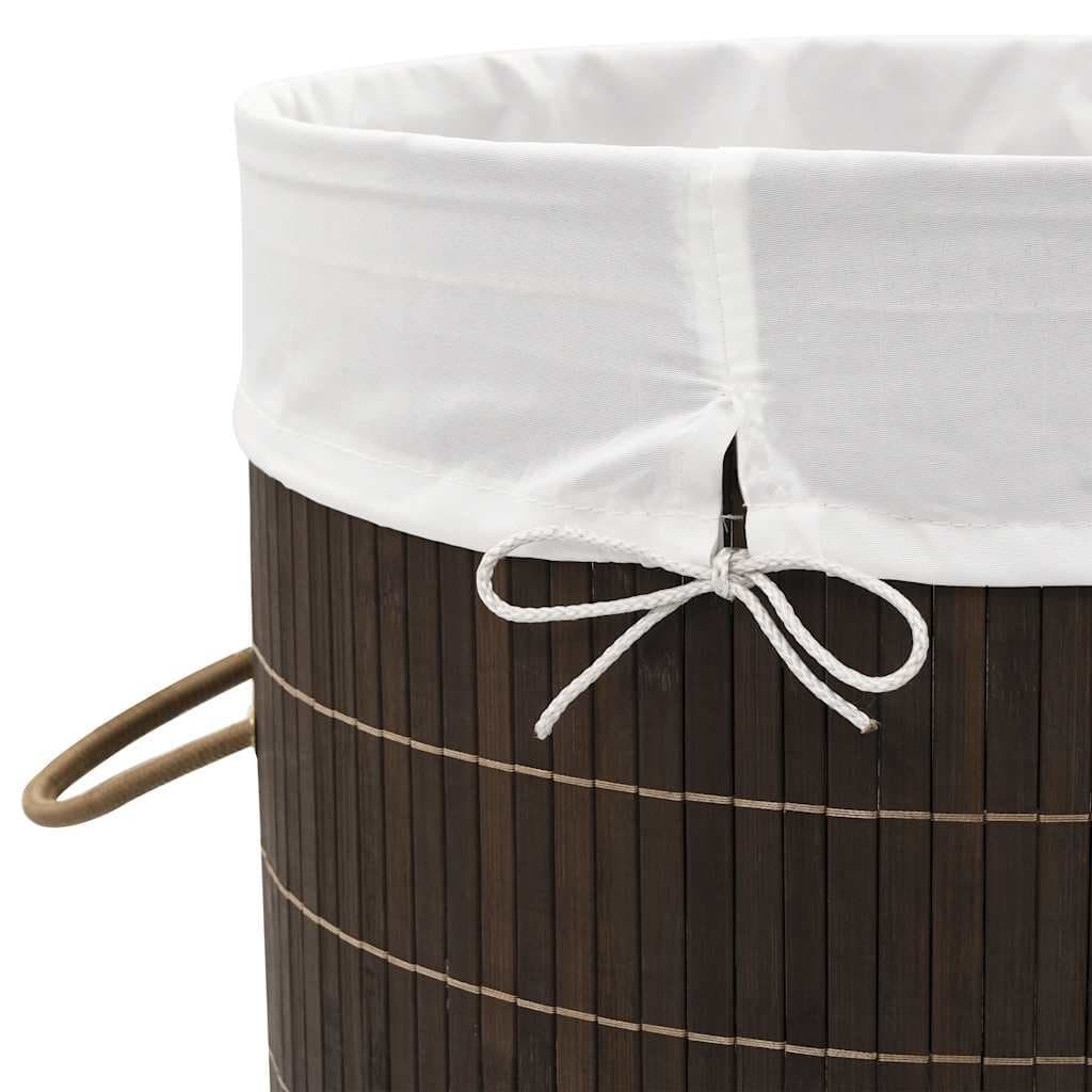 Bamboo Round Laundry Bin with Removable Liner