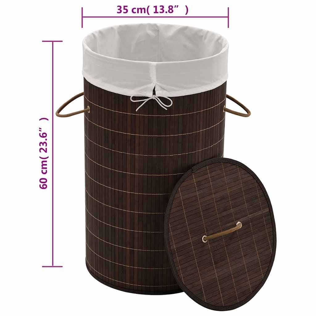 Bamboo Round Laundry Bin with Removable Liner