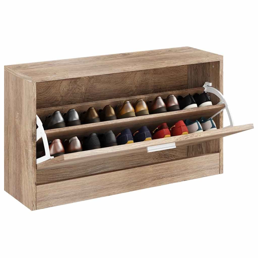 Brown Shoe Storage Bench for Entryway with Seating