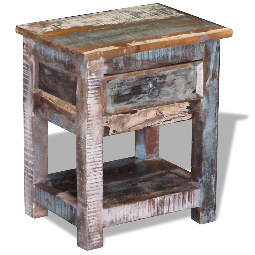 Solid Reclaimed Wood End Table with Storage Drawer