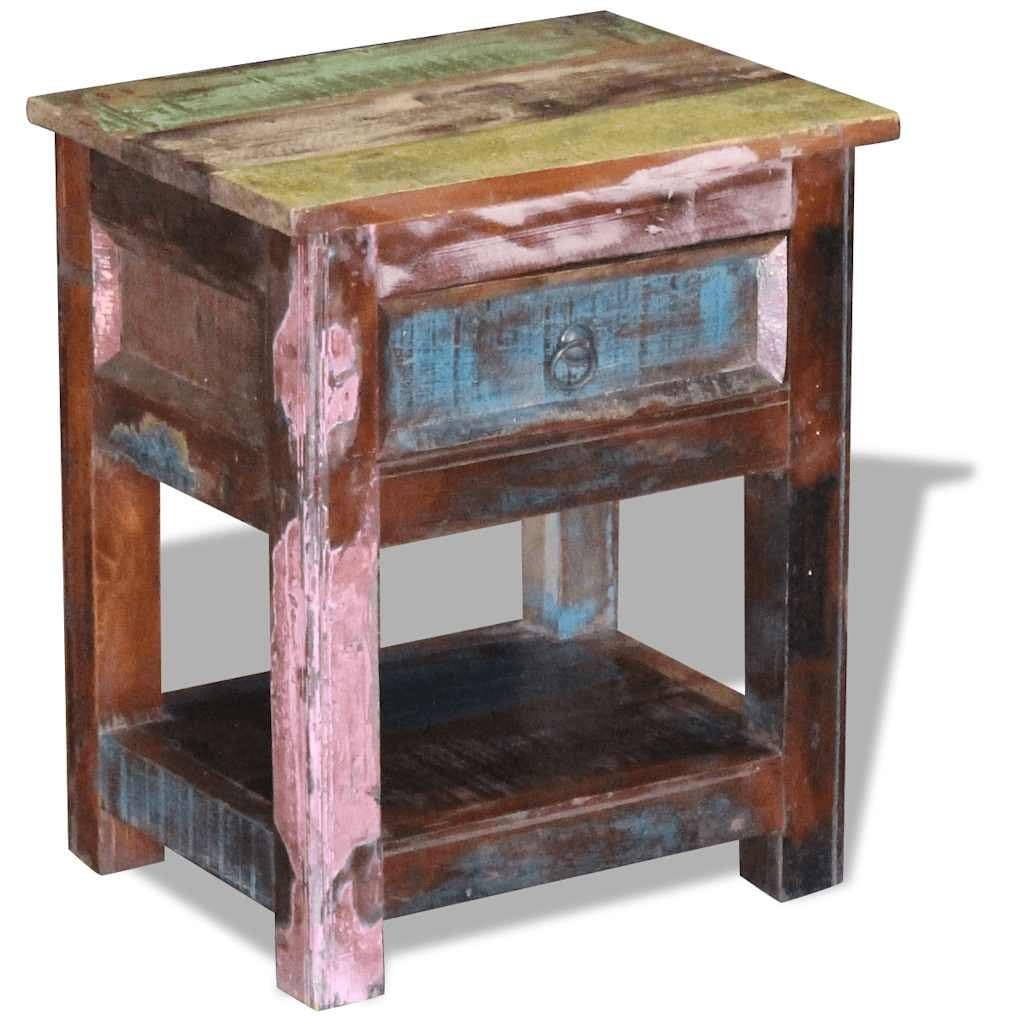 Solid Reclaimed Wood End Table with Storage Drawer