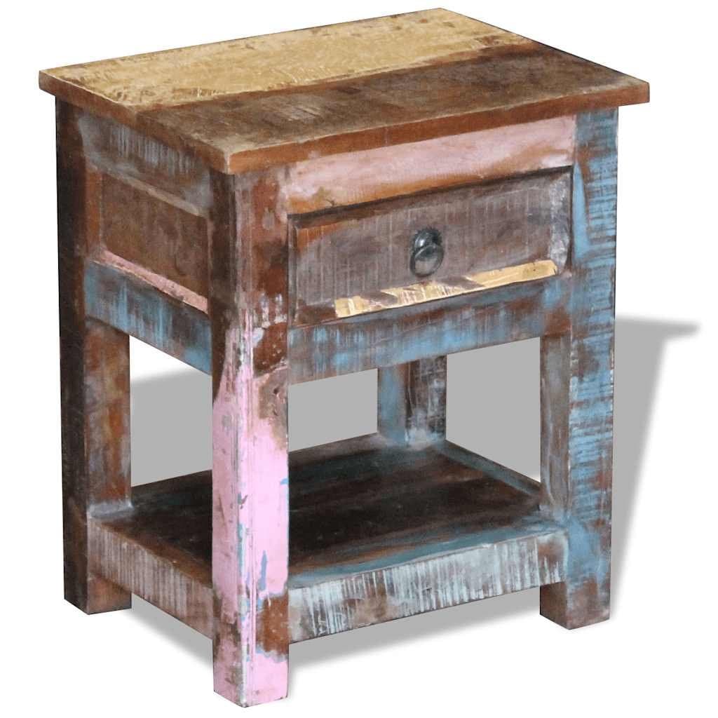 Solid Reclaimed Wood End Table with Storage Drawer