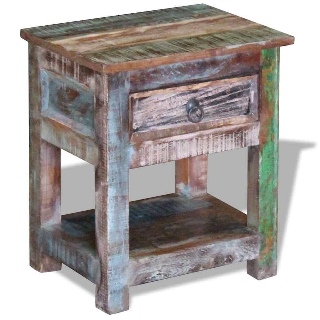 Solid Reclaimed Wood End Table with Storage Drawer