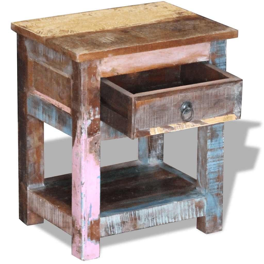 Solid Reclaimed Wood End Table with Storage Drawer