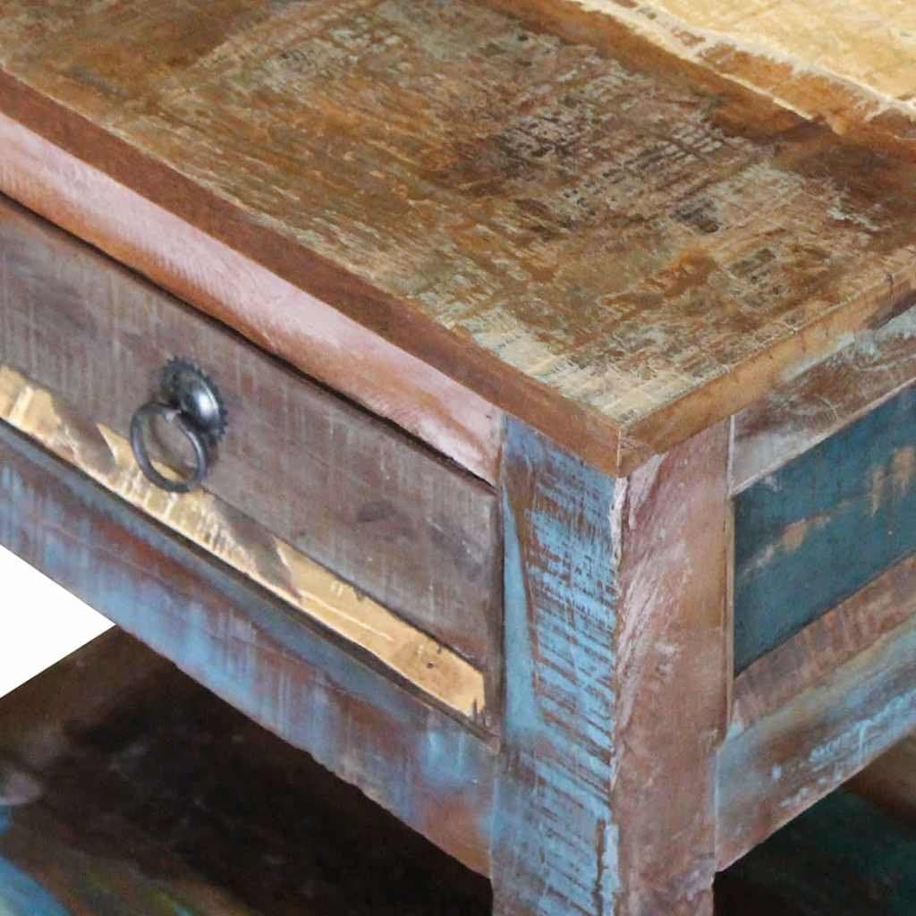 Solid Reclaimed Wood End Table with Storage Drawer