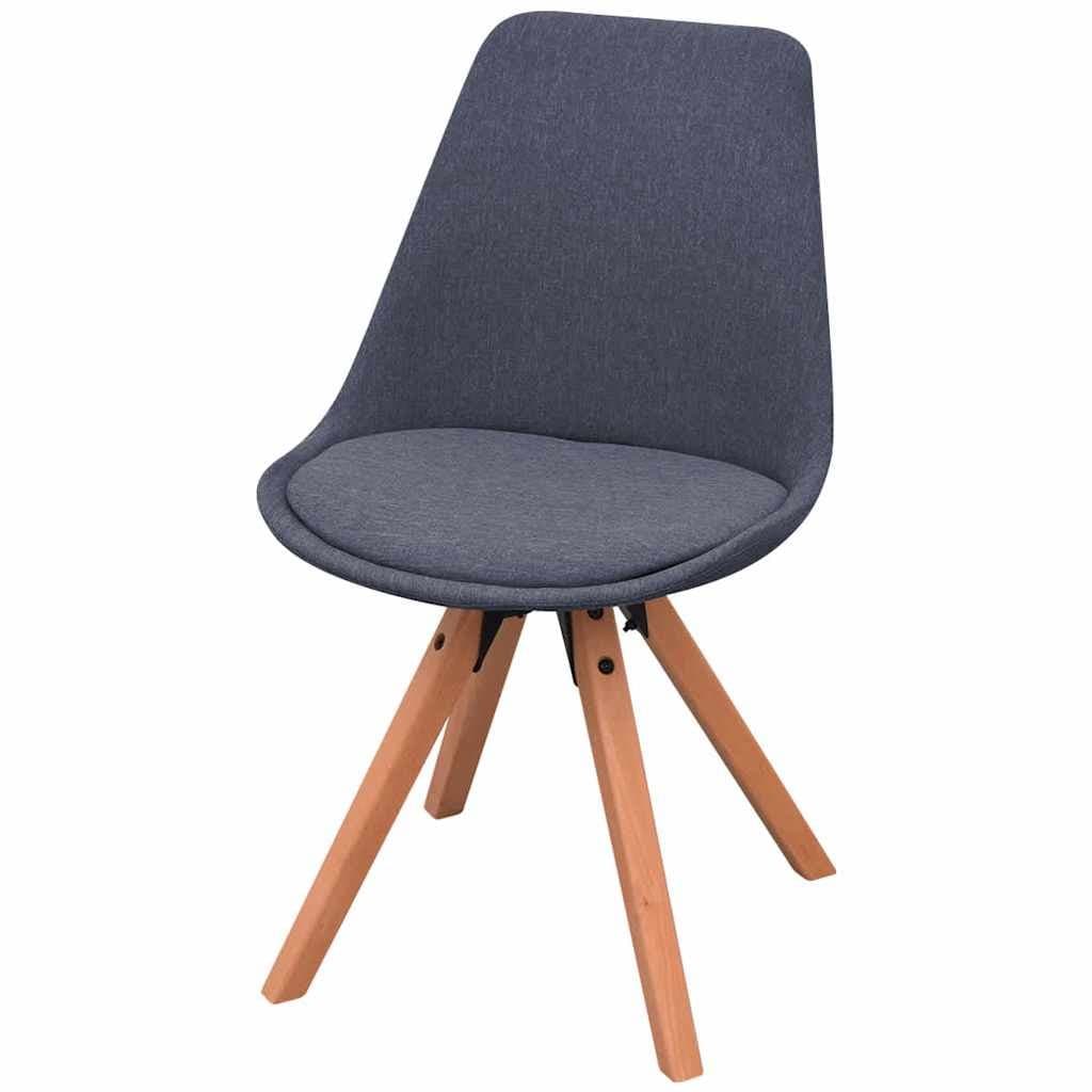 Dining Chairs 2 pcs Grey Fabric Retro Kitchen Seating Padded Seat Wooden Legs