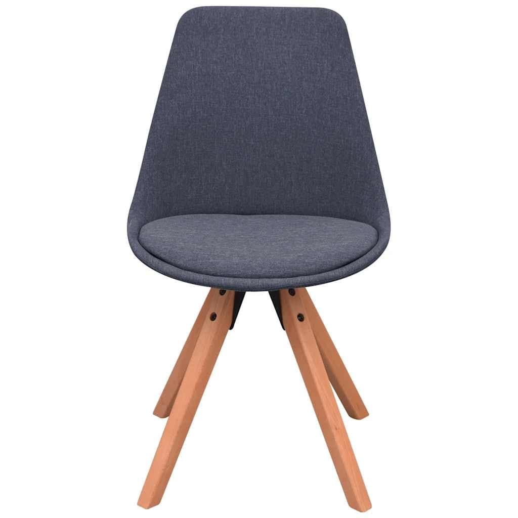 Dining Chairs 2 pcs Grey Fabric Retro Kitchen Seating Padded Seat Wooden Legs
