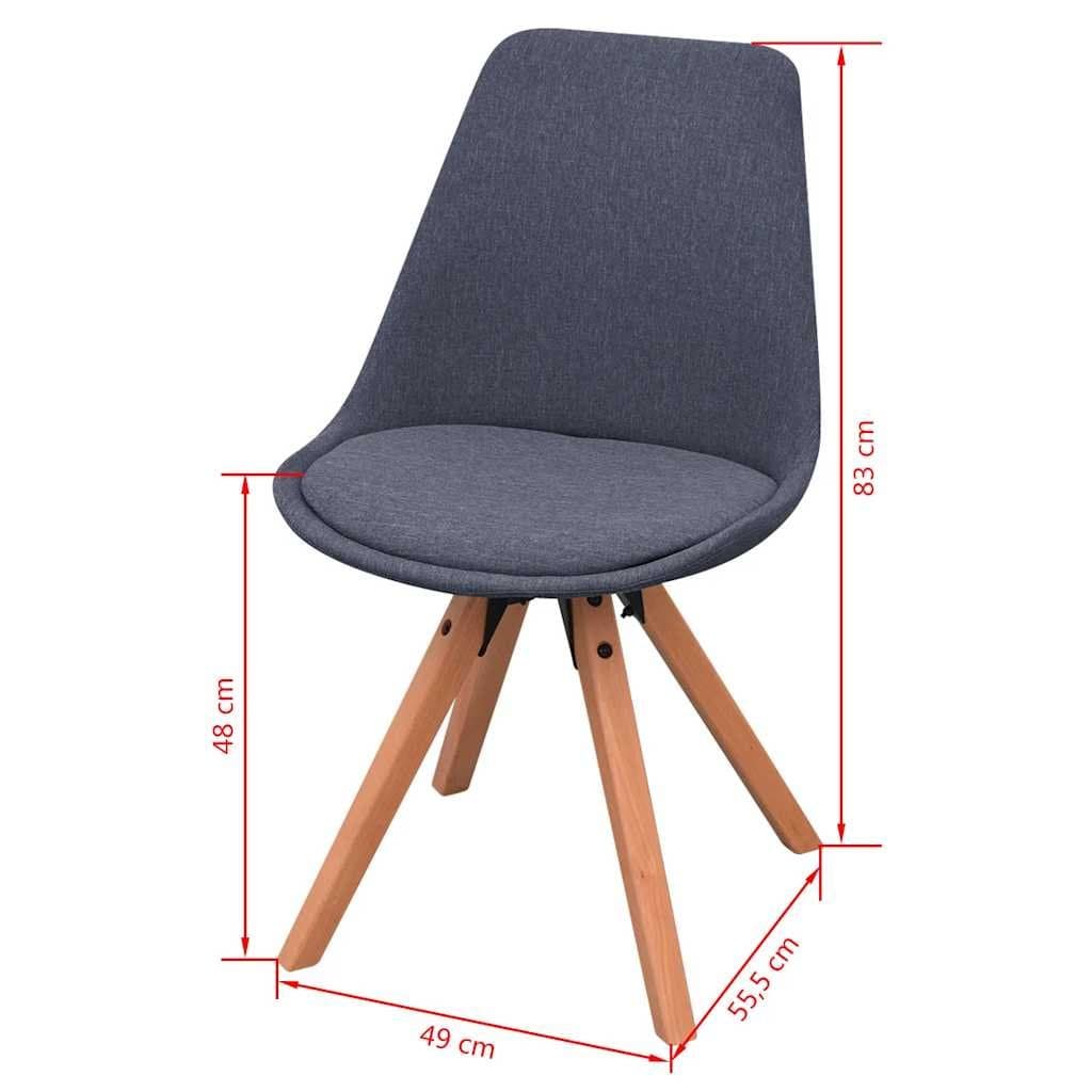 Dining Chairs 2 pcs Grey Fabric Retro Kitchen Seating Padded Seat Wooden Legs