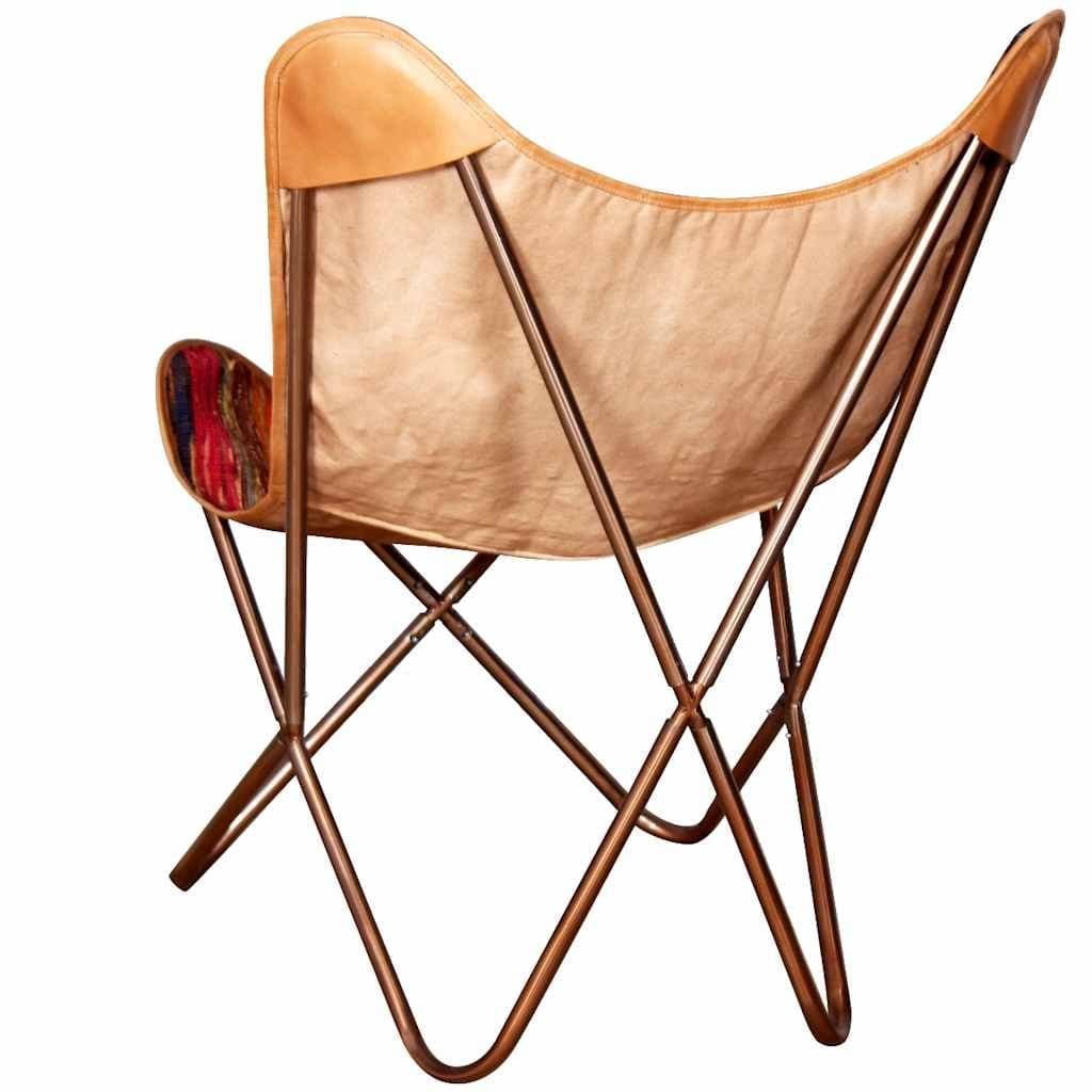 Multicolour Chindi Fabric Butterfly Chair with Iron Frame