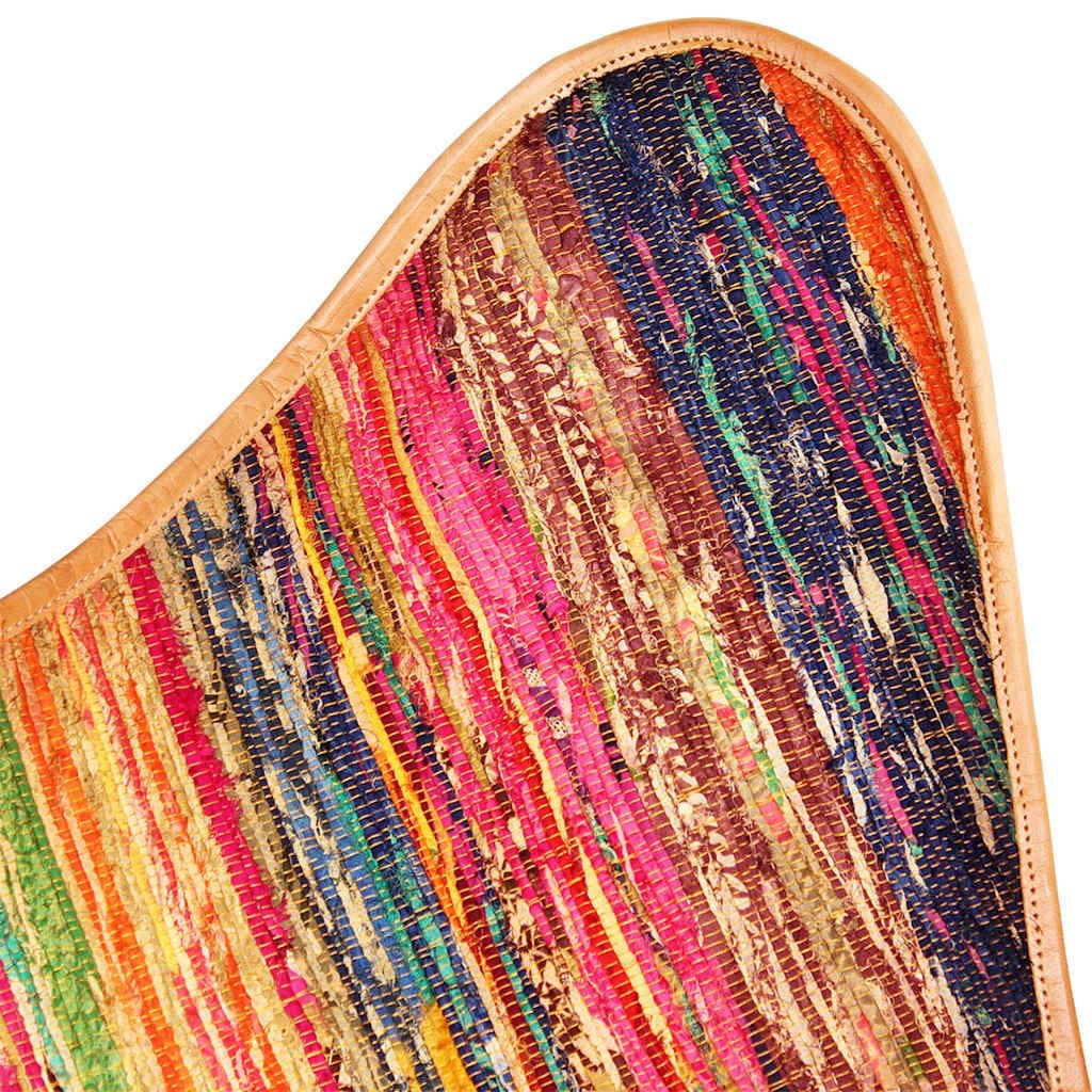 Multicolour Chindi Fabric Butterfly Chair with Iron Frame