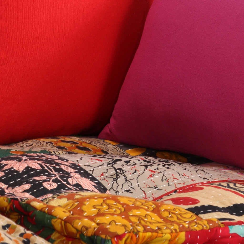 2-Seater Modular Patchwork Pouffe Sofa Bed