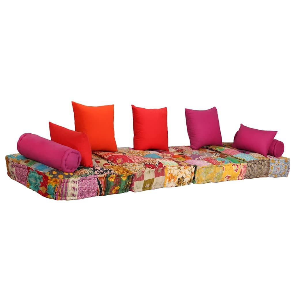 2-Seater Modular Patchwork Pouffe Sofa Bed