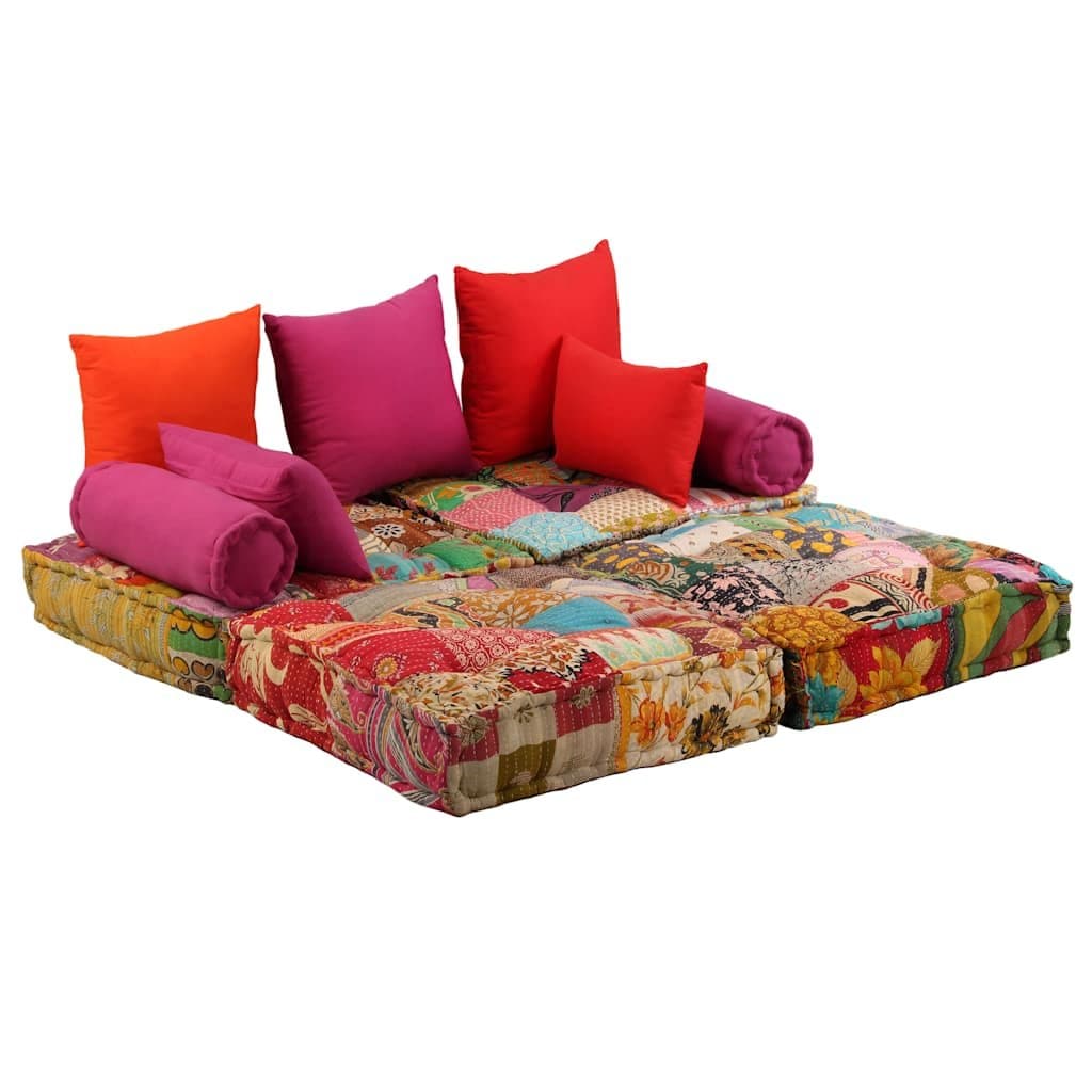 2-Seater Modular Patchwork Pouffe Sofa Bed