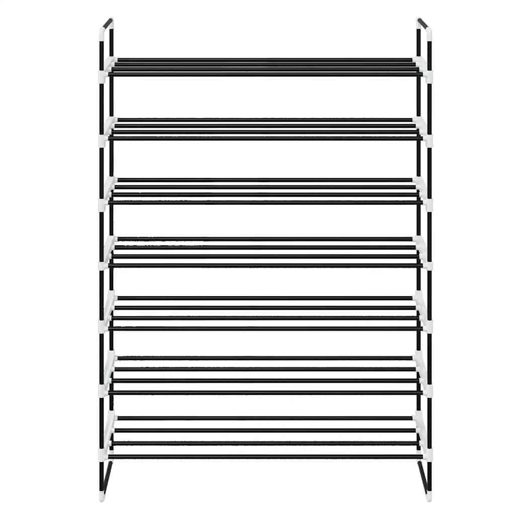 Black Metal Shoe Rack with 7 Shelves