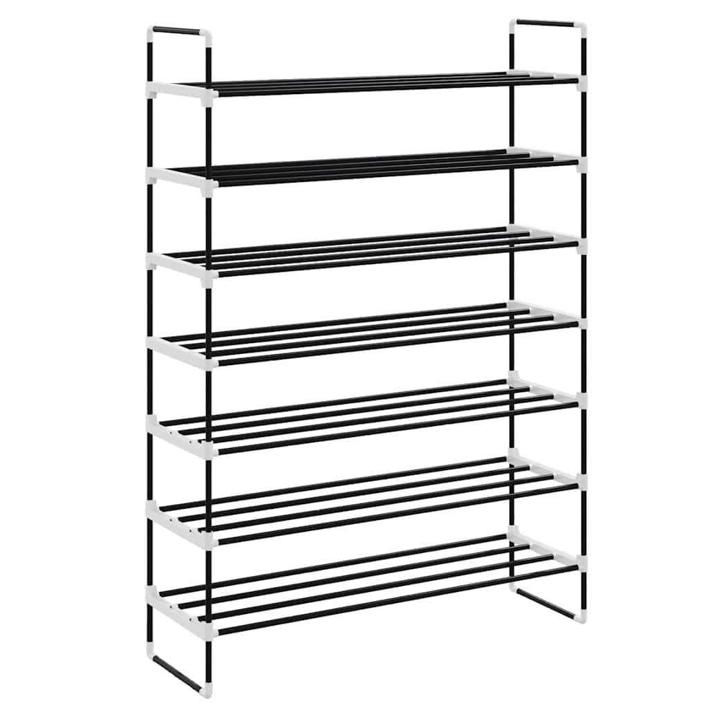 Black Metal Shoe Rack with 7 Shelves