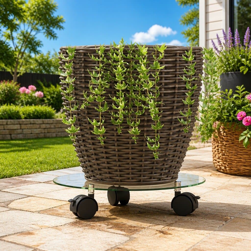 2 pcs Tempered Glass Plant Rollers 28 cm with Lockable Wheels