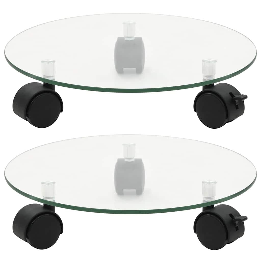 2 pcs Tempered Glass Plant Rollers 28 cm with Lockable Wheels