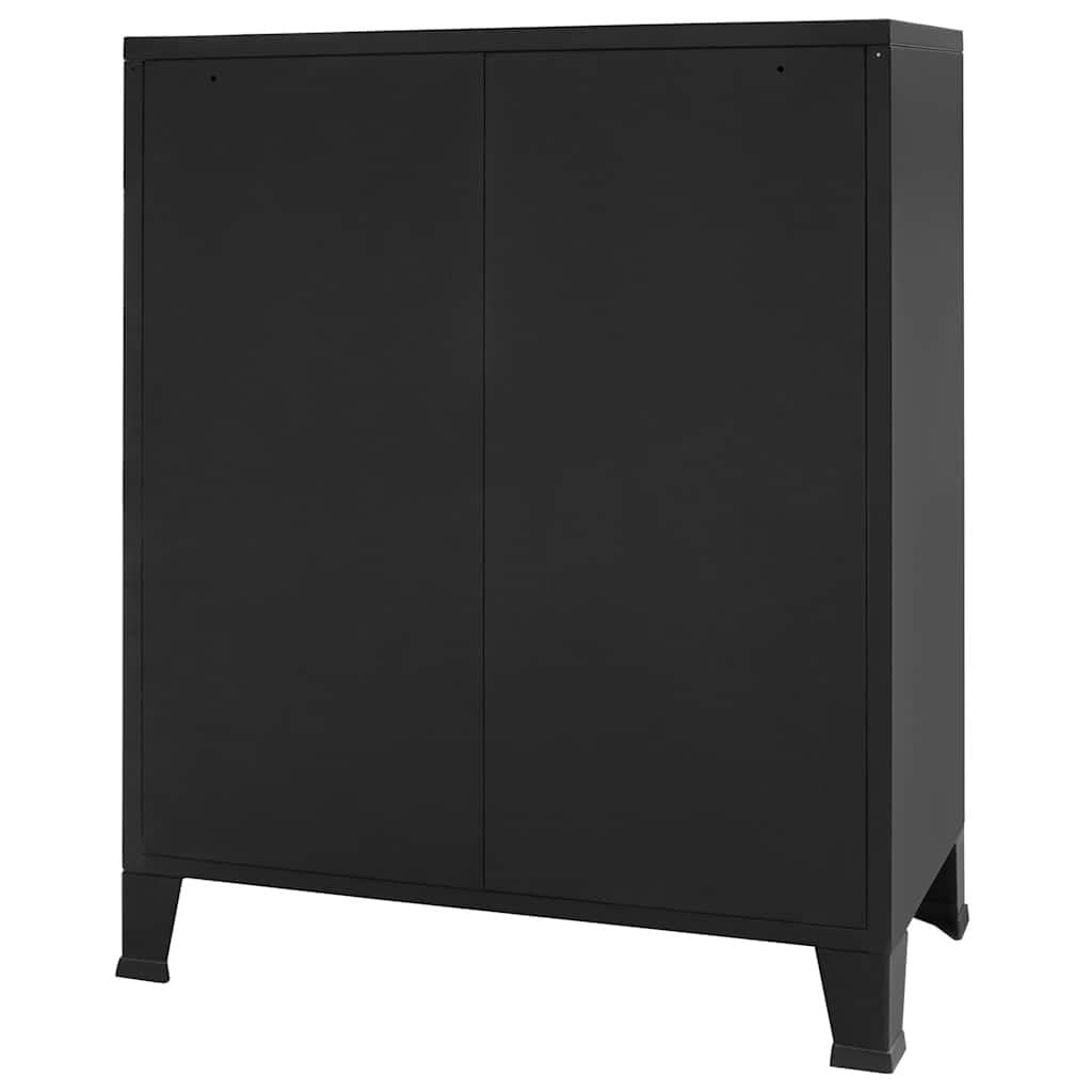 4 Drawer Black Metal Chest of Drawers with Industrial Style