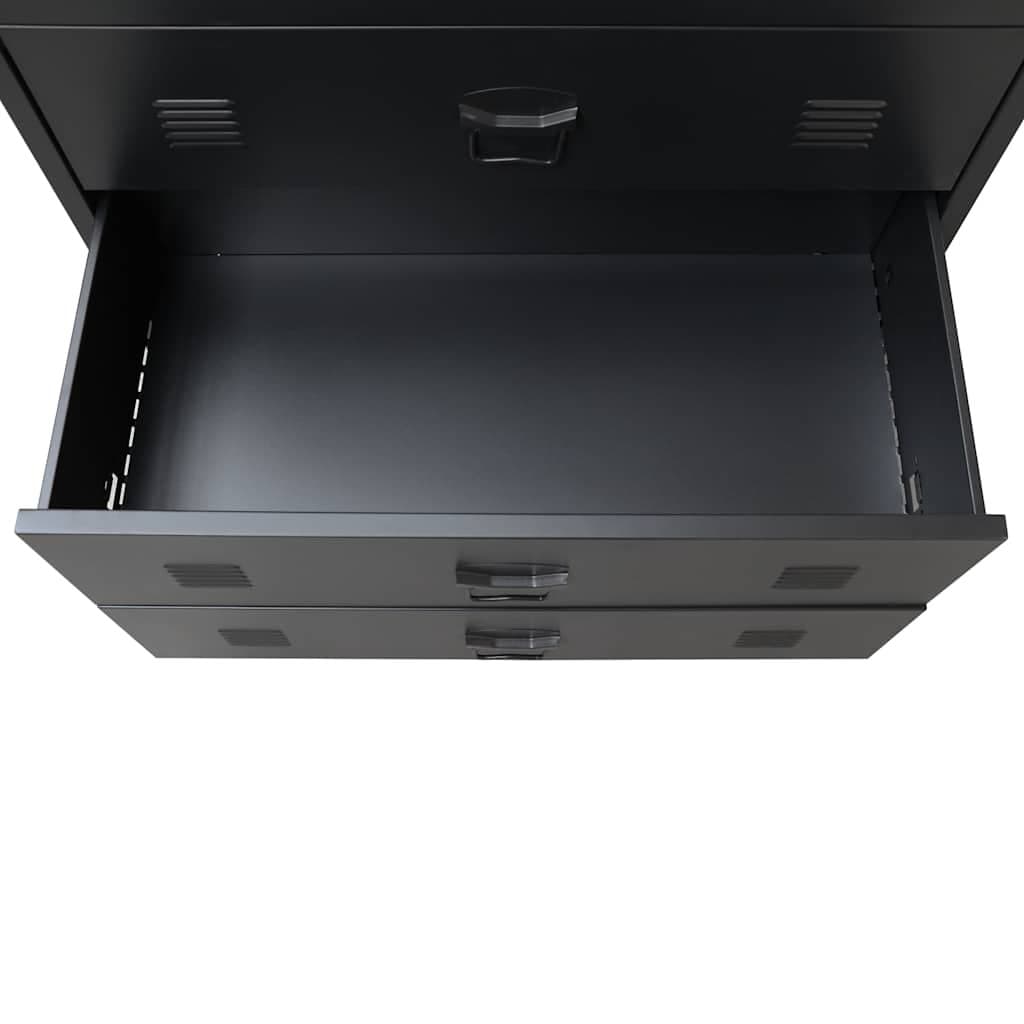 4 Drawer Black Metal Chest of Drawers with Industrial Style