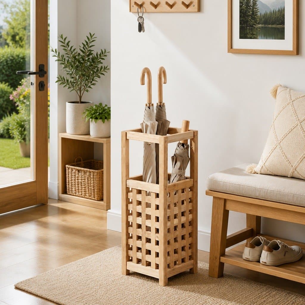 Wooden Lattice Umbrella Stand for Dry and Ventilated Storage