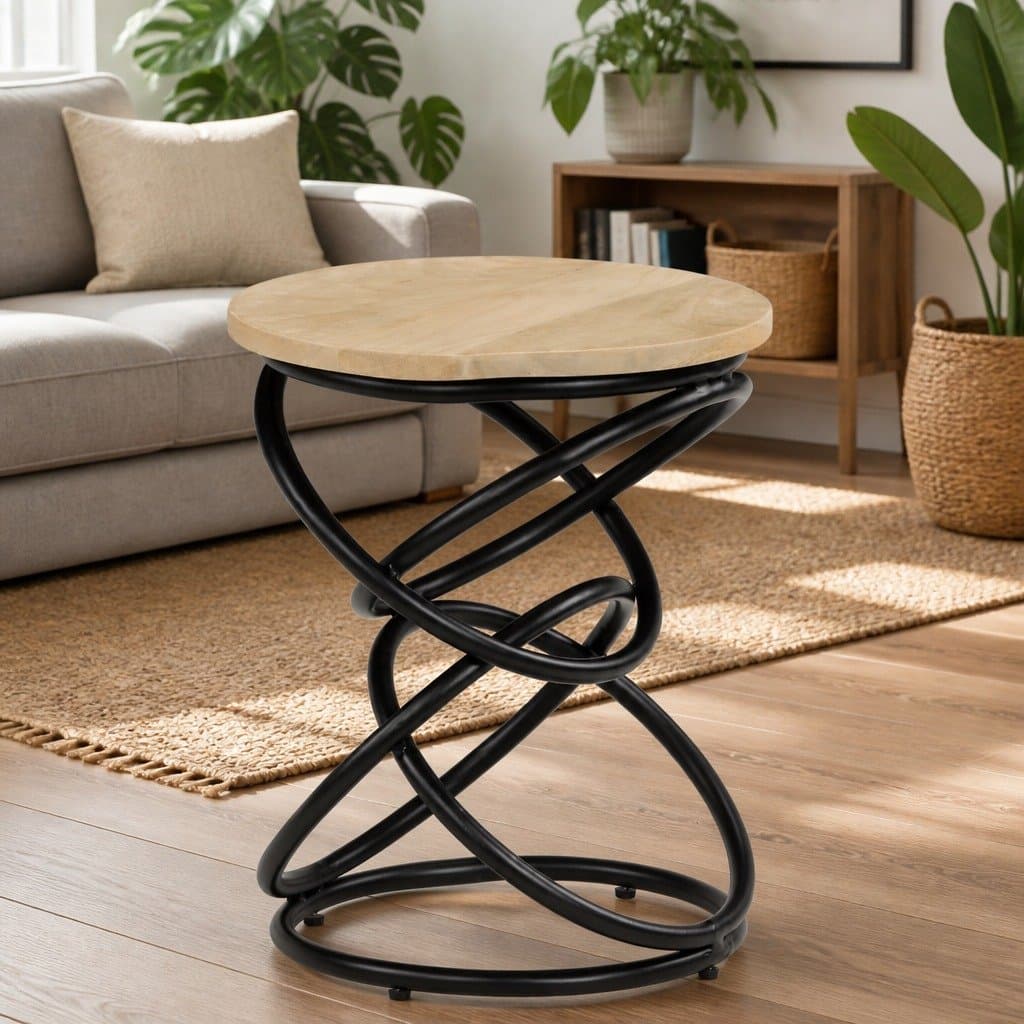 End Table Solid Mango Wood Brown Accent Side Living Room Furniture 40x50cm