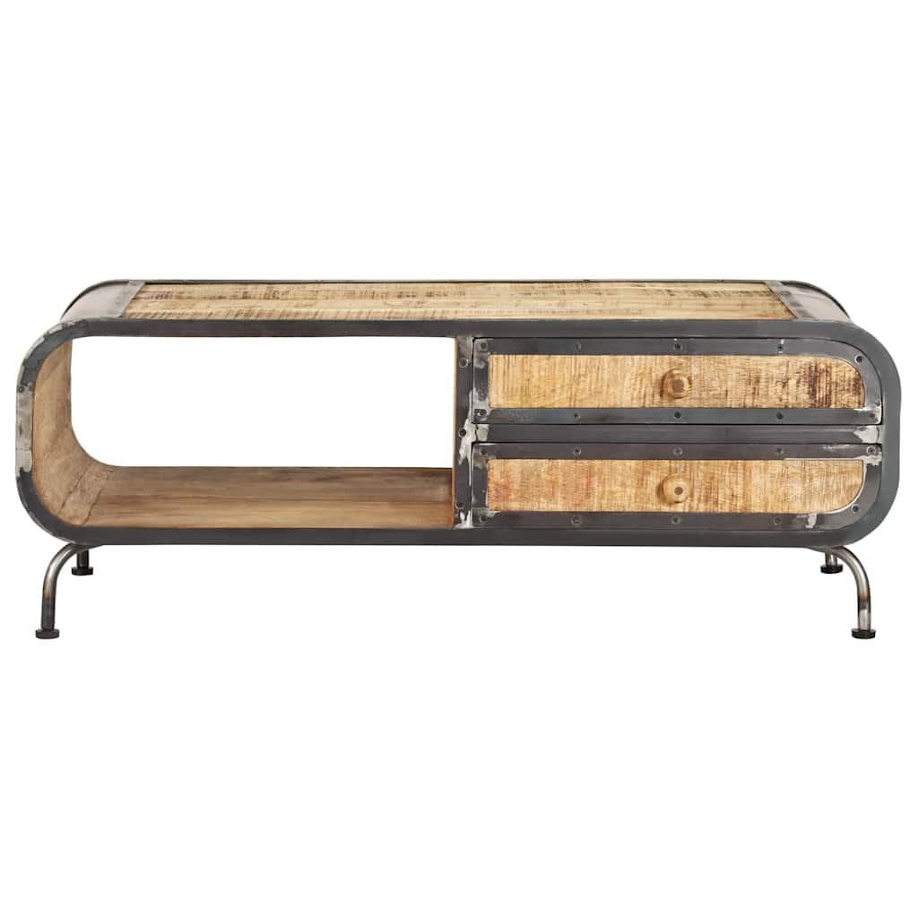 Solid Mango Wood Coffee Table with Storage Drawers 100x50x35cm