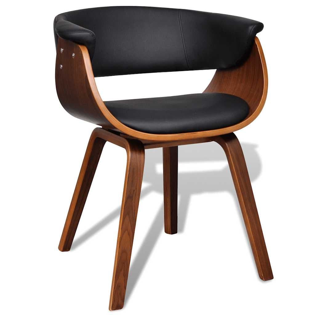 Set of 6 Bent Wood Dining Chairs with Padded Faux Leather