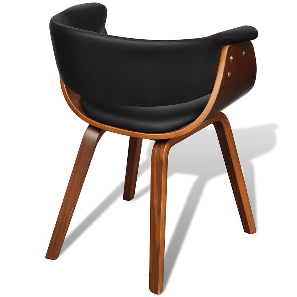 Set of 6 Bent Wood Dining Chairs with Padded Faux Leather