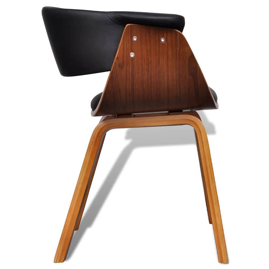 Set of 6 Bent Wood Dining Chairs with Padded Faux Leather