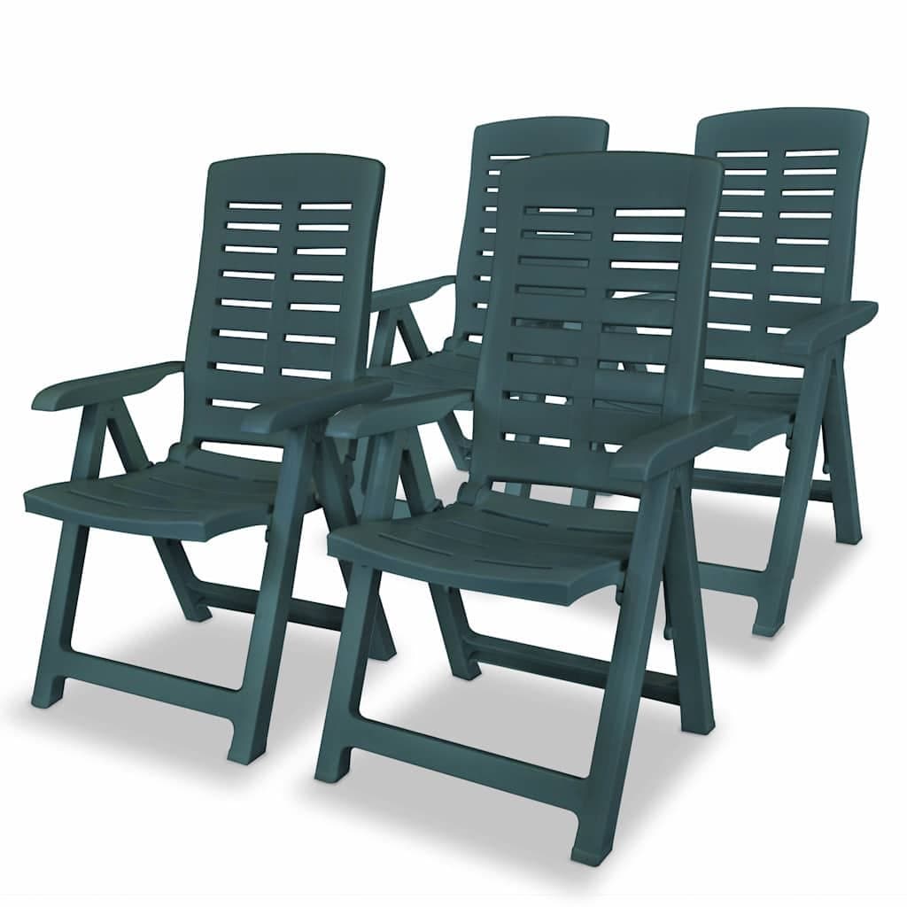Outdoor Dining Set 5 Piece Green Garden Patio Table Folding Chairs Umbrella Hole