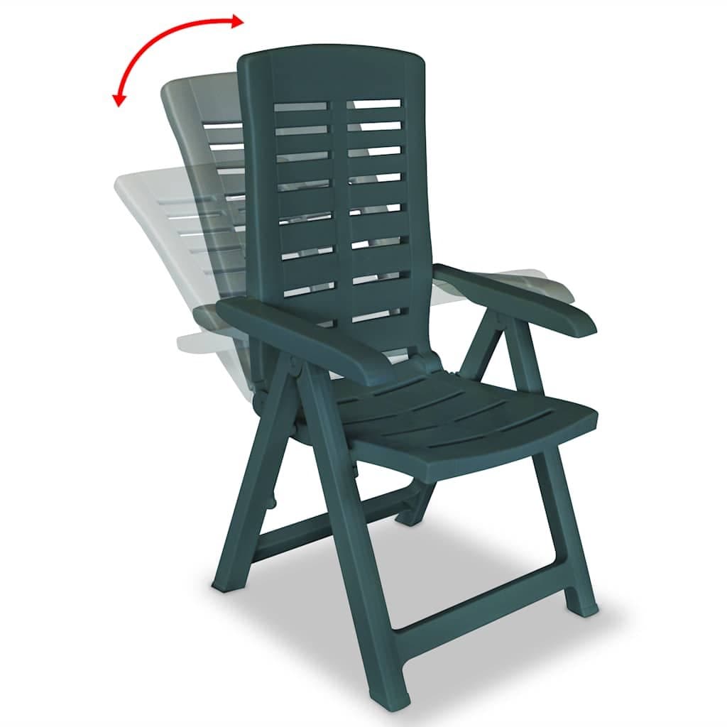 Outdoor Dining Set 5 Piece Green Garden Patio Table Folding Chairs Umbrella Hole