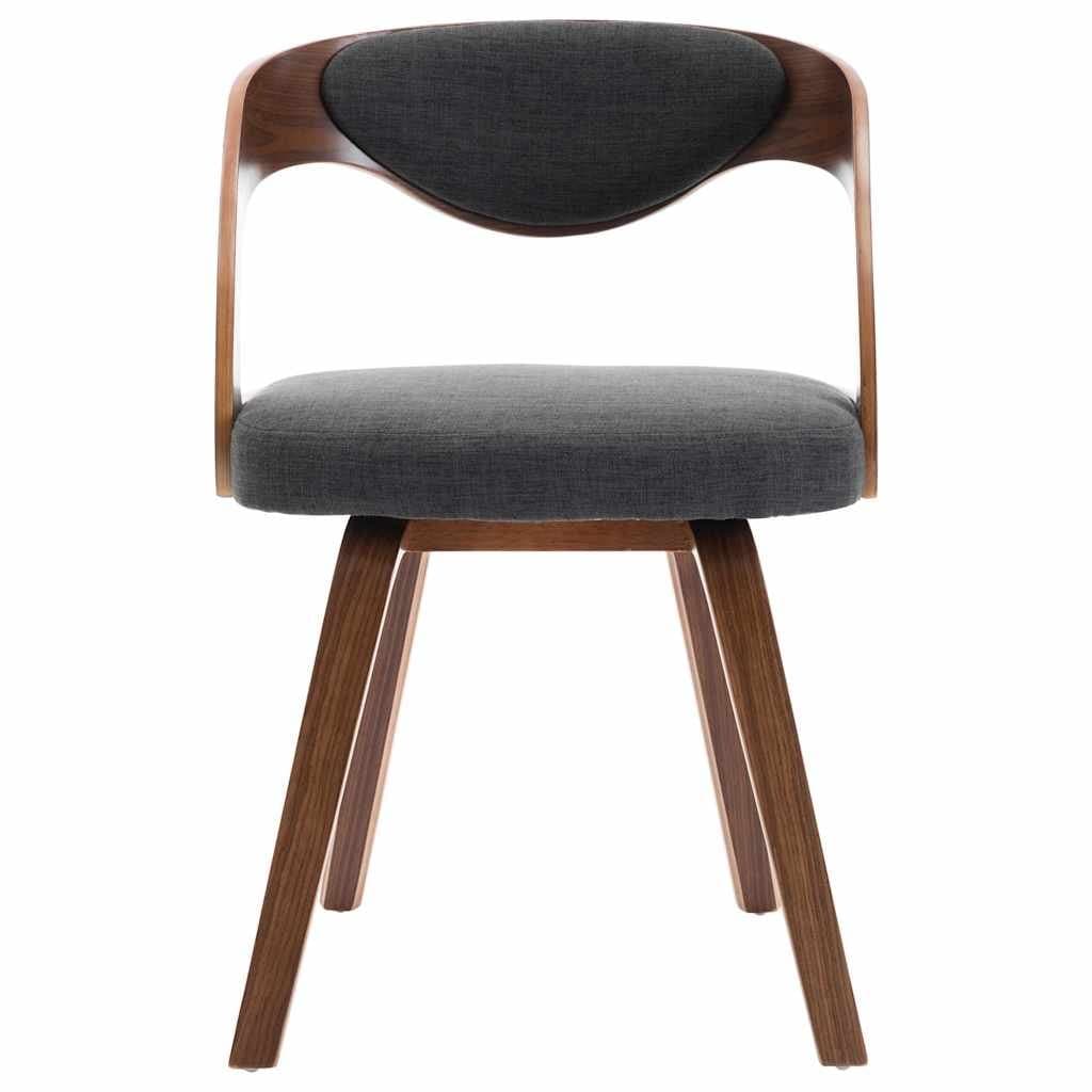Dining Chairs 6 pcs Grey Bent Wood Frame Fabric Upholstered Kitchen Room Seating