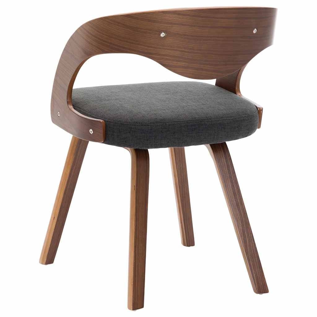 Dining Chairs 6 pcs Grey Bent Wood Frame Fabric Upholstered Kitchen Room Seating