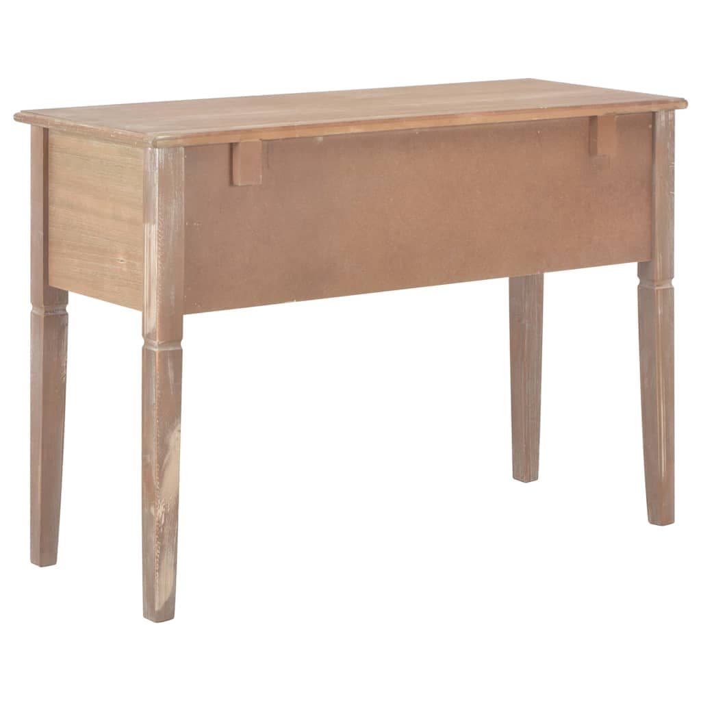 Brown Wooden Writing Desk with Five Drawers