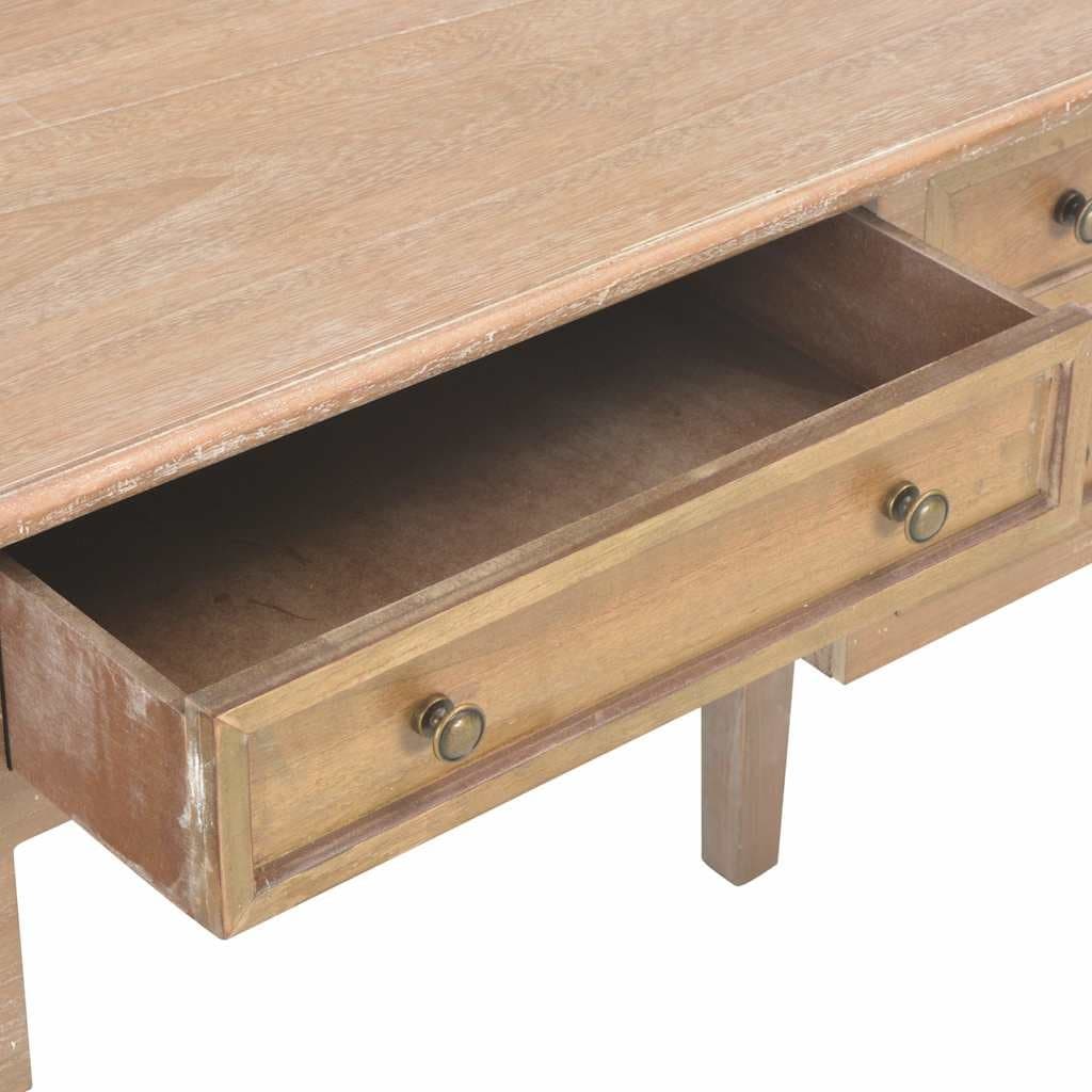 Brown Wooden Writing Desk with Five Drawers