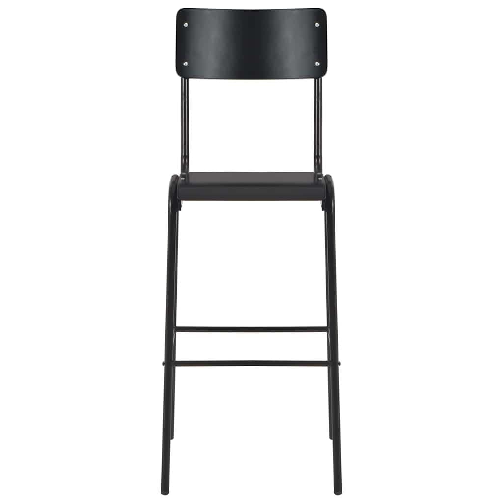 Black Plywood Bar Stools Set of 2 with Steel Legs