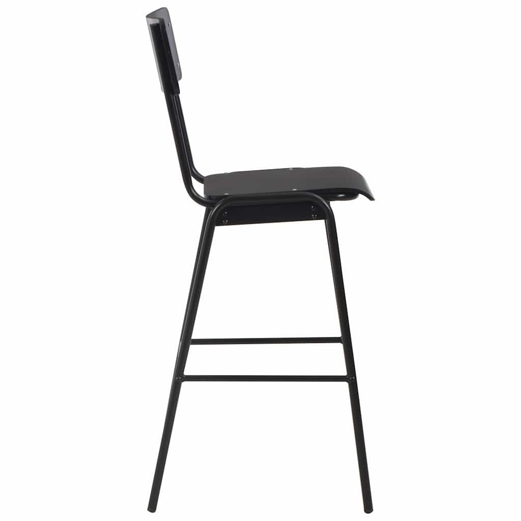 Black Plywood Bar Stools Set of 2 with Steel Legs