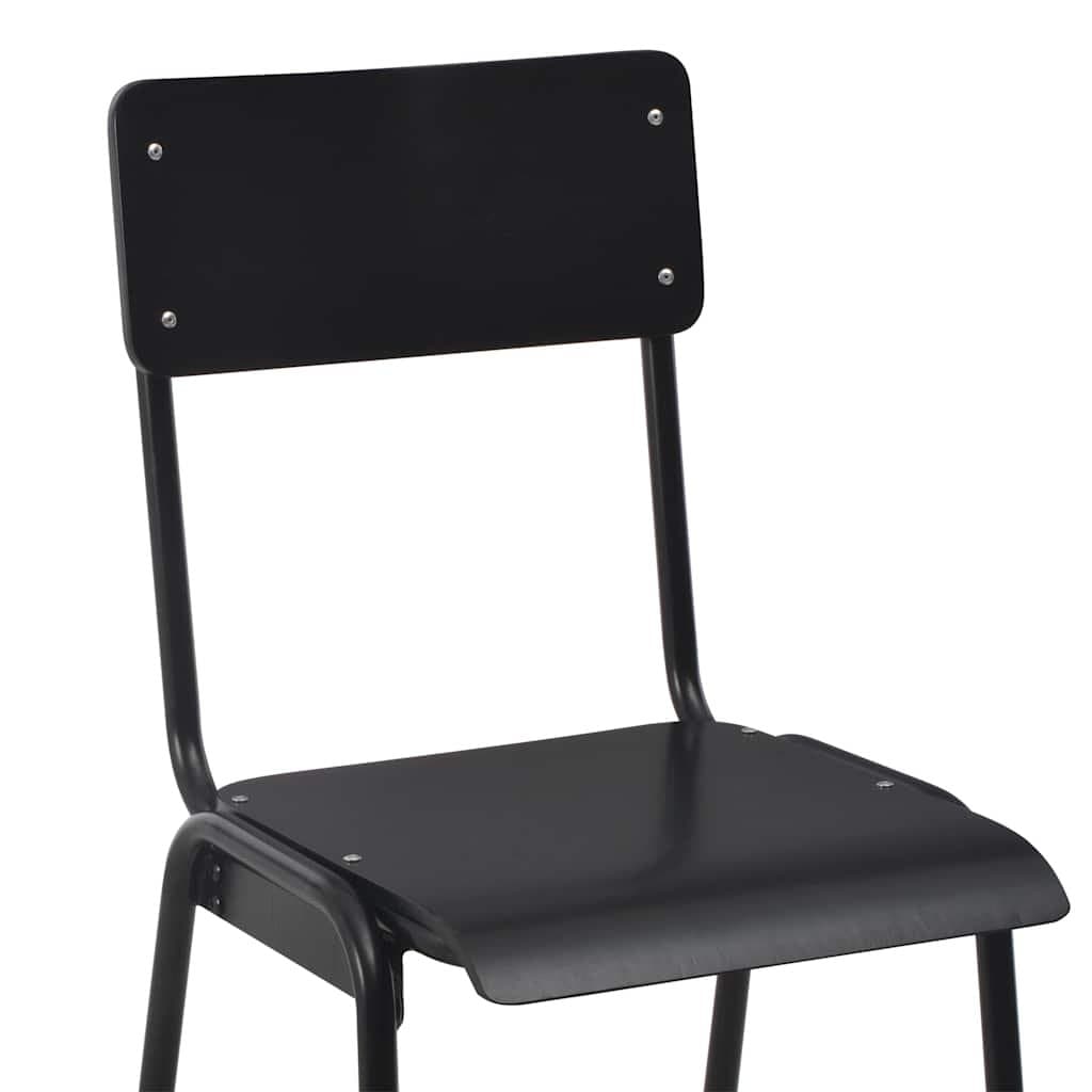Black Plywood Bar Stools Set of 2 with Steel Legs