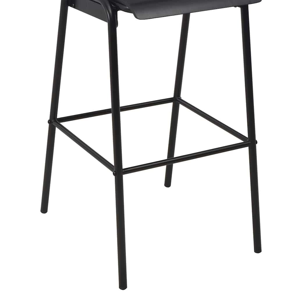 Black Plywood Bar Stools Set of 2 with Steel Legs