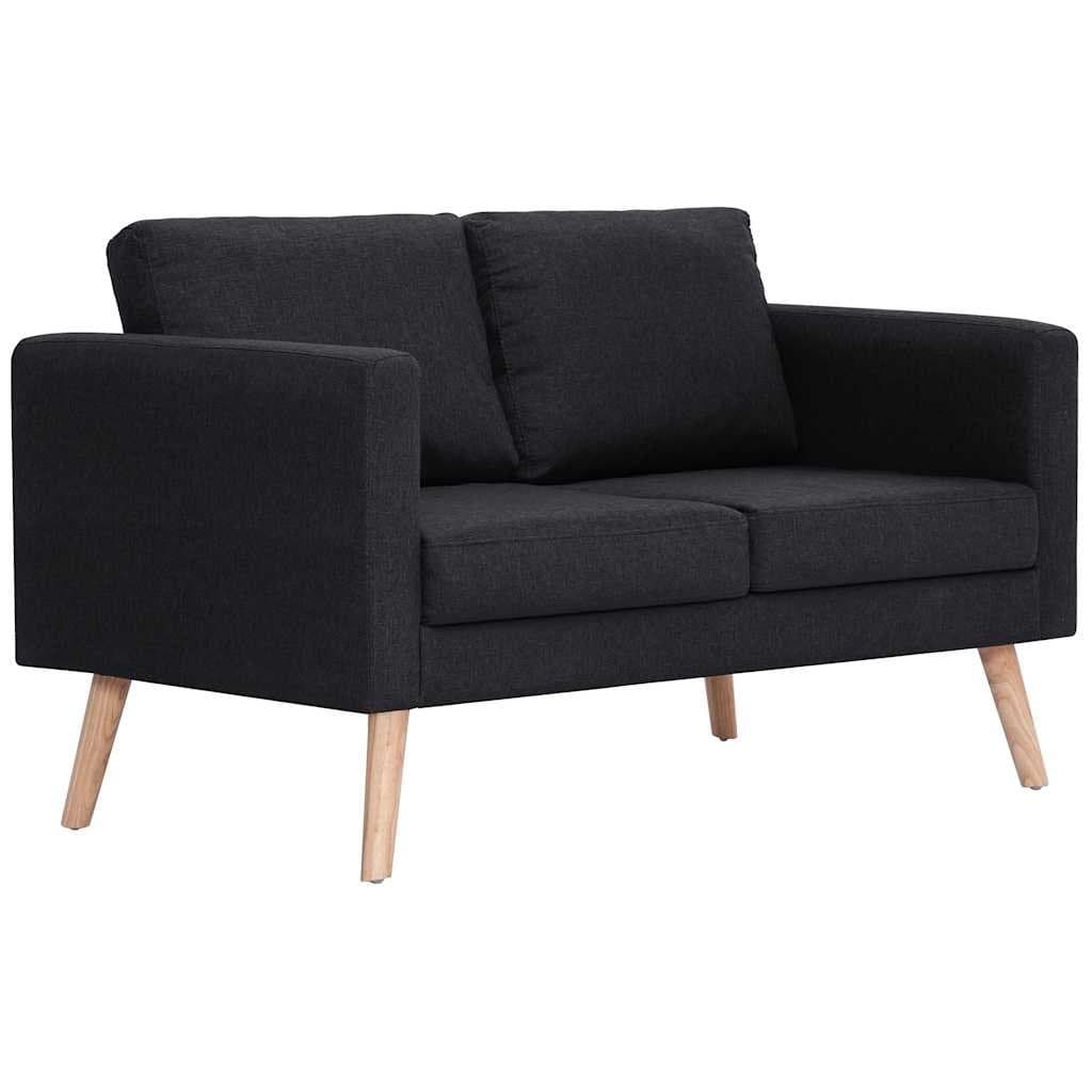 Black Fabric 2-Seater Sofa with Removable Covers