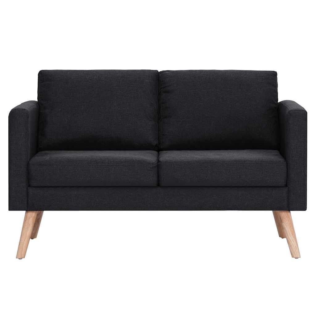 Black Fabric 2-Seater Sofa with Removable Covers