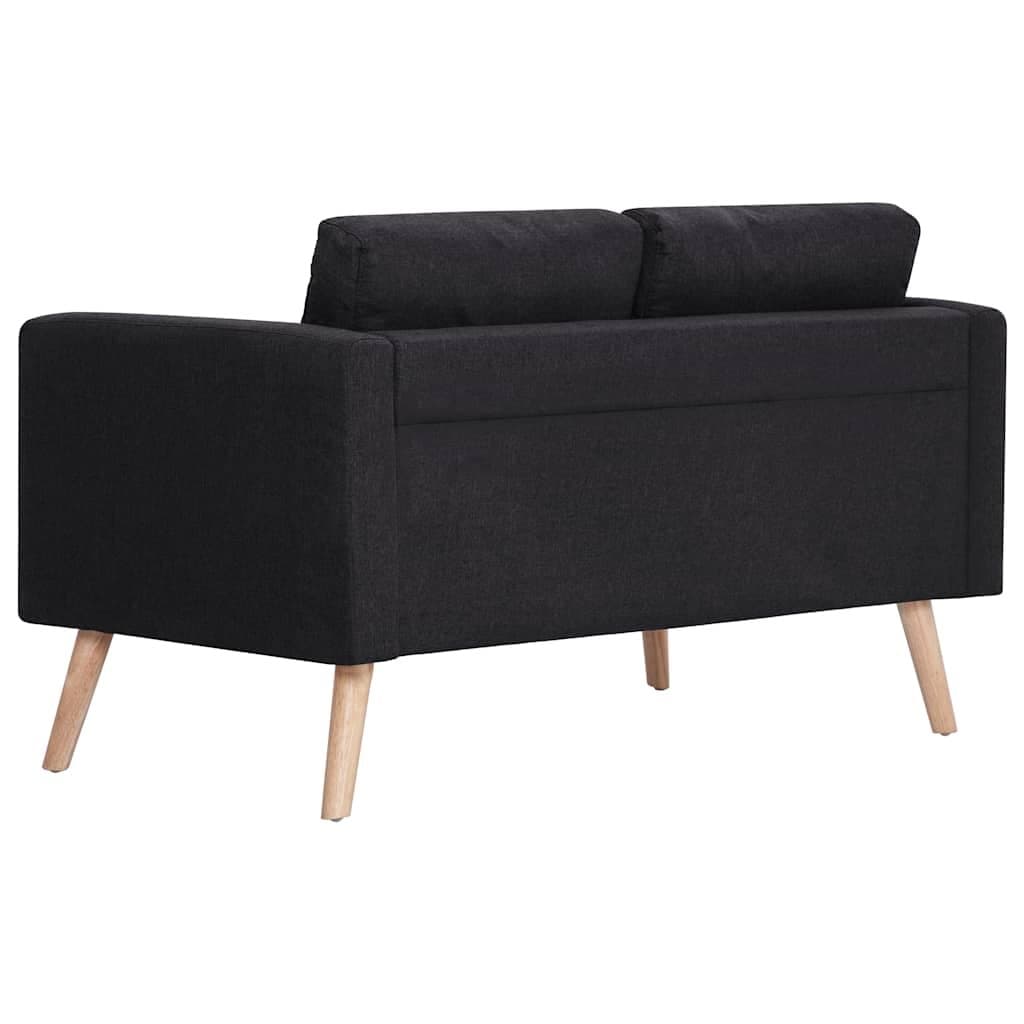 Black Fabric 2-Seater Sofa with Removable Covers