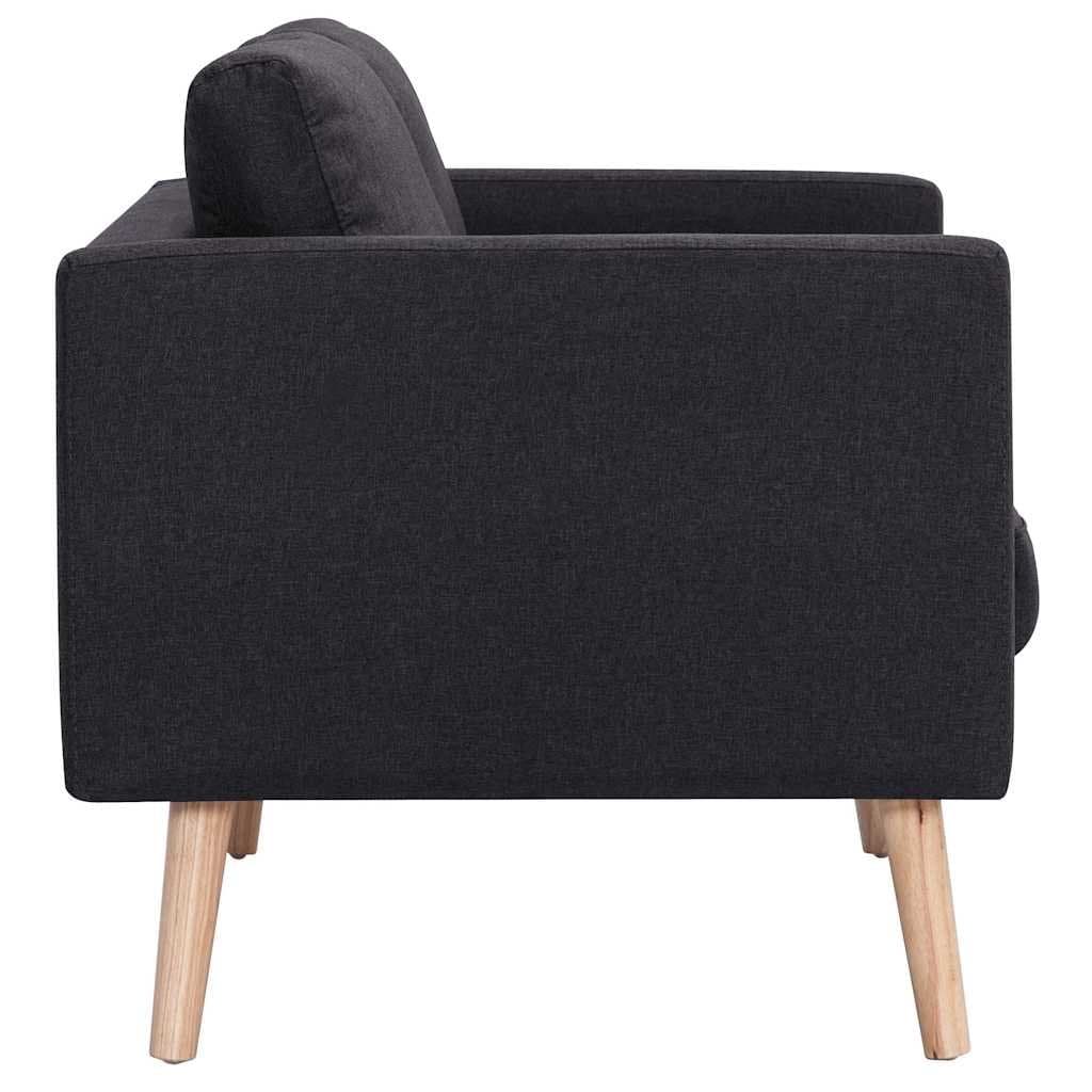 Black Fabric 2-Seater Sofa with Removable Covers