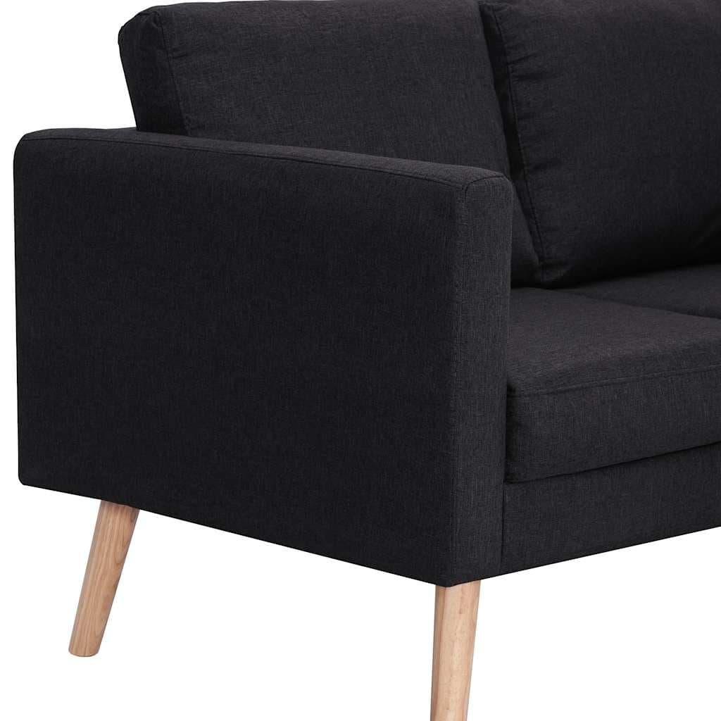 Black Fabric 2-Seater Sofa with Removable Covers