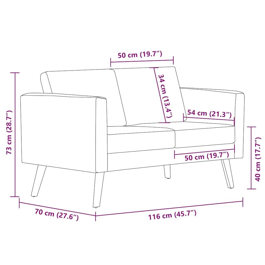 Black Fabric 2-Seater Sofa with Removable Covers