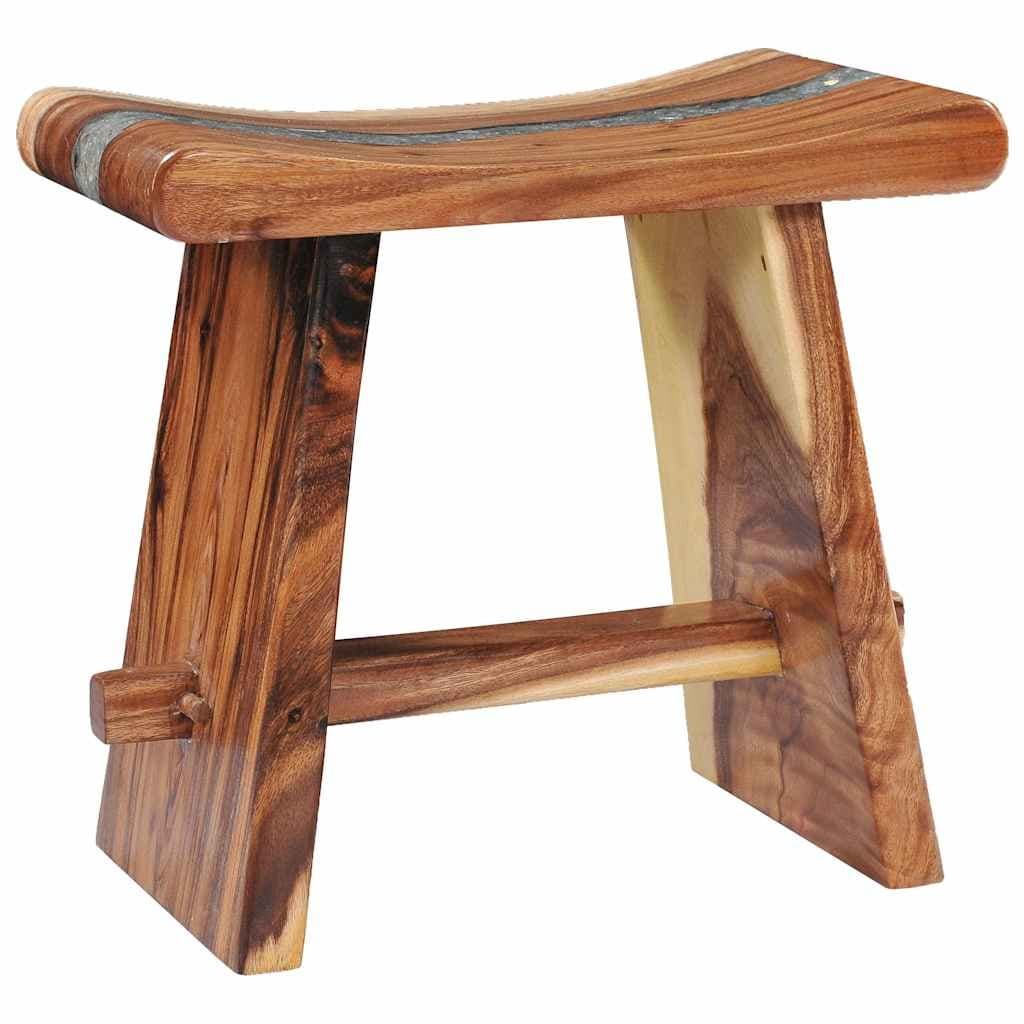 Multicolour Solid Wood and Polyresin Compact Stool