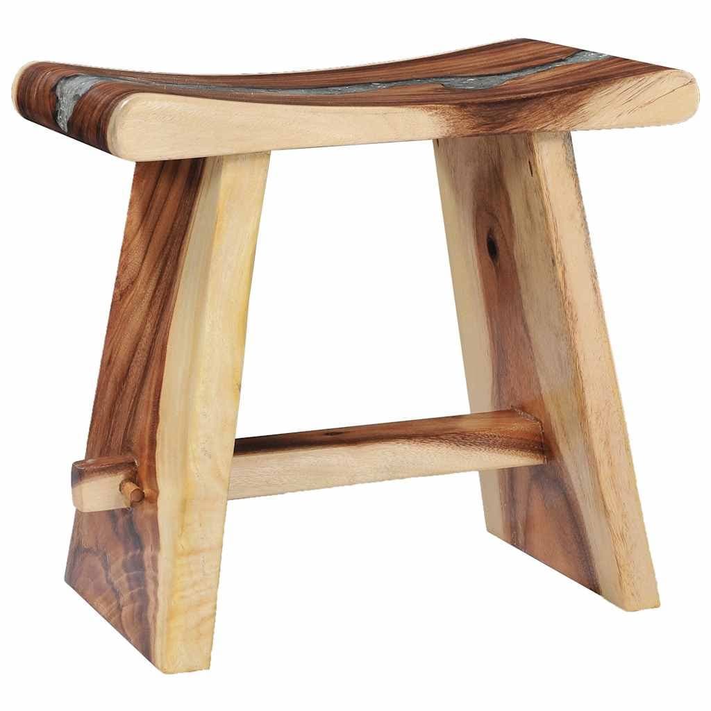 Multicolour Solid Wood and Polyresin Compact Stool